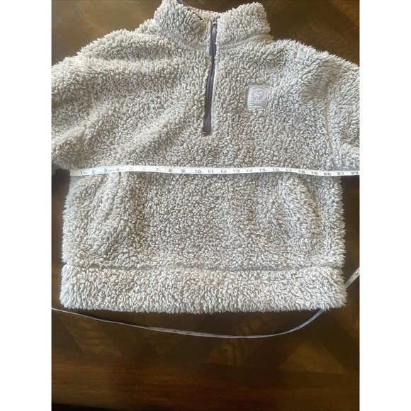 ivory ella sherpa 1/4 zip grey pullover sweatshirt women's medium - Picture 9 of 12